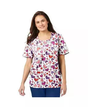 Топ-скраб больших размеров с овальным вырезом Comfort Choice, мультиколор