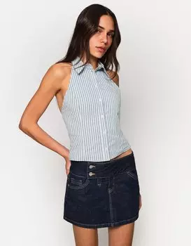 Топ SLEEVELESS - Button-down blouse Bershka, светло-голубой