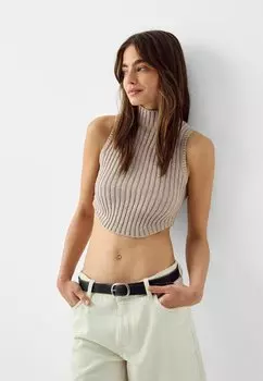 Топ SLEEVELESS RUSTIC MOCK TURTLENECK Bershka, цвет light pink