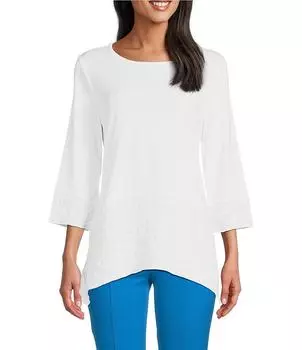 Топ Slim Factor by Investments, смешанная техника с рукавами 3/4, белый