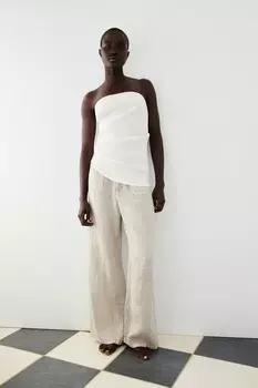 Топ со сборками без бремеел ZARA, белый