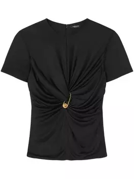 Топ со сборками и декором Medusa Safety Pin Versace, черный