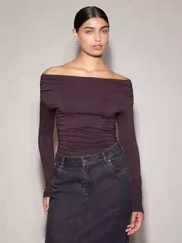 Топ со сборками и открытыми плечами Albaray, бордовый