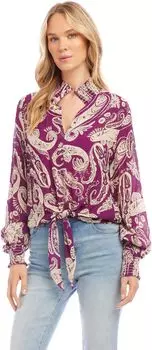 Топ со сборками и завязкой спереди Karen Kane, пурпурный