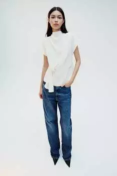 Топ со сборками ZARA, экрю