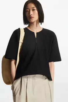 Топ со складками на молнии, черный