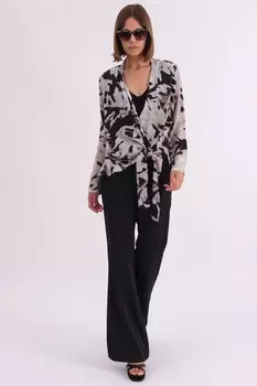 Топ со скрытыми длинными рукавами и поясом завязкой с современными принтами Religion, черный