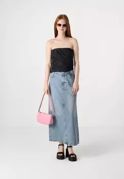 Топ Soft Matte Tuckable Ruched Tube Abercrombie & Fitch, черная красавица