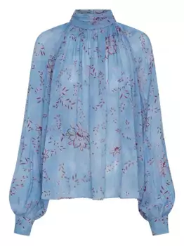 Топ Solene с высоким воротником и цветочным принтом Nicholas, синий
