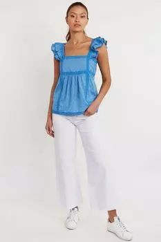 Топ Sonia с рюшами из текстурированного органического хлопка Aspiga, синий