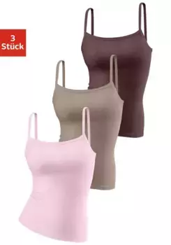 Топ-спагетти H.I.S (3 шт. в упаковке), из чистого хлопка, без боковых швов, розовый