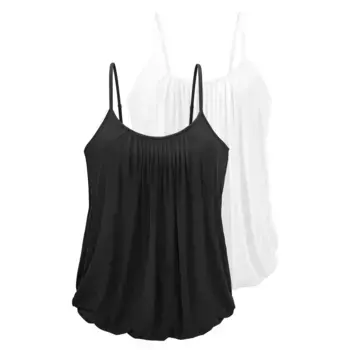 Топ-спагетти LASCANA (2 шт. в упаковке) со сложными складками спереди, белый