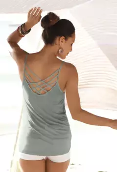 Топ-спагетти LASCANA, на перекрещенных бретелях, летний топ со специальной спинкой, хаки