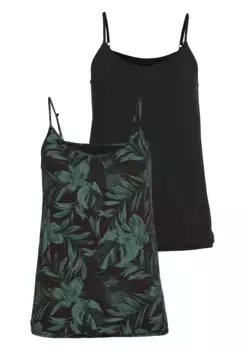 Топ-спагетти LASCANA (упаковка, 2 шт.), на резинке по низу, пляжный топ, черный