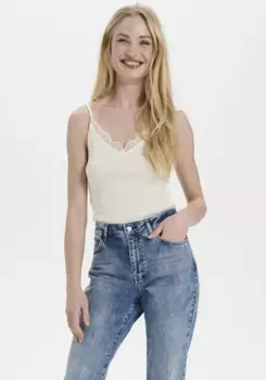 Топ-спагетти Saint Tropez "SZ-MAYA STRAP TOP", с содержанием шелка, белый