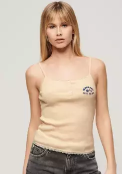 Топ-спагетти Superdry "ESSENTIAL BUTTON DOWN CAMI", кремовый