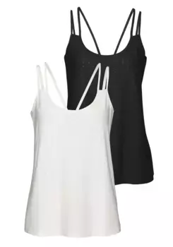 Топ-спагетти Vivance (упаковка, 2 шт.), топы с модной вышивкой-люверсами, черный