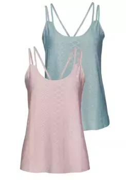 Топ-спагетти Vivance (упаковка, 2 шт.), топы с модной вышивкой-люверсами, мятный