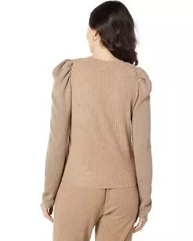 Топ Splendid London Rib Puff Sleeve Top, цвет Light Walnut Heather