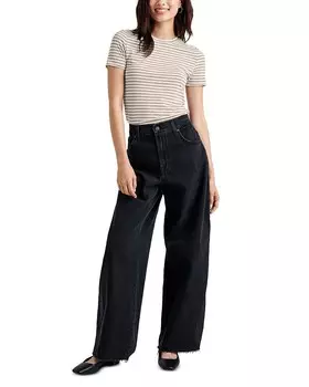 Топ Splendid с круглым вырезом и короткими рукавами, коричневый/бежевый