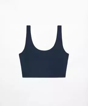 Топ спортивный Oysho Short Neoprene Effect, темно-синий