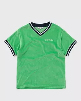 Топ Sporty & Rich Italic Logo Embroidered V-Neck Tee, цвет verde/navy