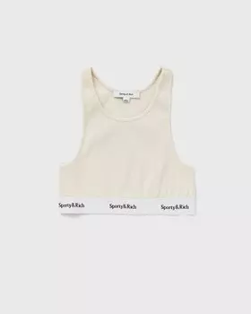 Топ Sporty & Rich Serif Logo Cropped Tank, кремовый
