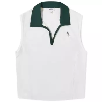 Топ Sporty & Rich SRC Sports Polo, белый/зеленый