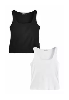 Топ SQUARE NECK 2 PACK Next, черный