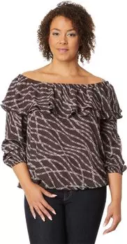 Топ Stadium с рюшами больших размеров MICHAEL Michael Kors, цвет Chocolate