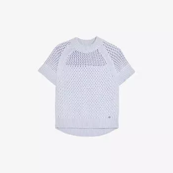 Топ Stena из смесового хлопка с высоким воротником и сетчатым узором Ted Baker, синий