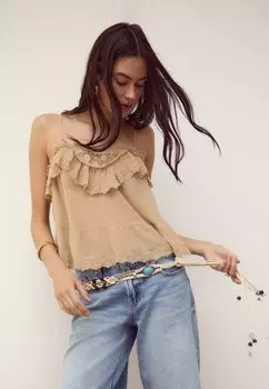 Топ Stradivarius, цвет Mottled Brown