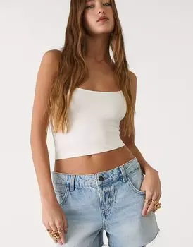 Топ Stradivarius Strappy из полиамида цвета экрю