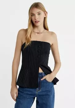 Топ STRAPLESS STRIPED Stradivarius, цвет dark blue
