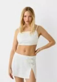 Топ STRAPPY CROP Bershka, бежевый