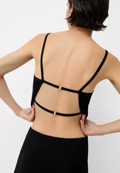 Топ STRAPPY WITH BACK BUCKLE Bershka, черный деним