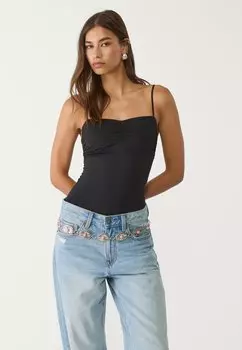 Топ STRAPPY WITH GATHERS Stradivarius, черный