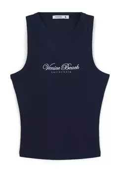 Топ STRETTA RICAMO SCRITTA Terranova, темно-синий