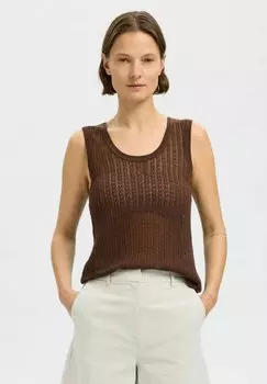 Топ STRICKTOP HANFMIX Selected Femme, коричневый