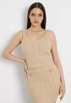 Топ STRICKTOP ZOPFMUSTER Guess, бежевый