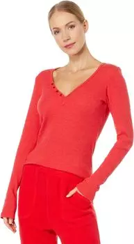 Топ SUNDRY Henley Long Sleeve, цвет Cherry