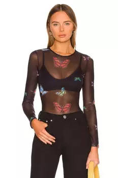 Топ superdown Ari Butterfly Mesh, черный