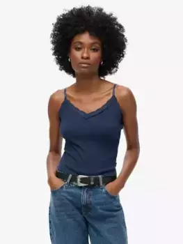 Топ Superdry Essential Lace Trim Cami, цвет richest/navy