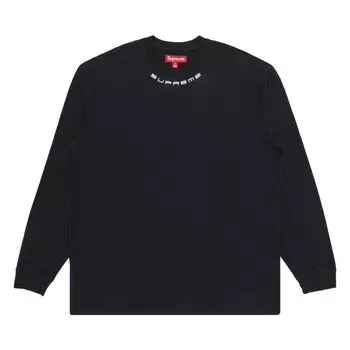 Топ Supreme Collar Logo Long-Sleeve 'Black', черный