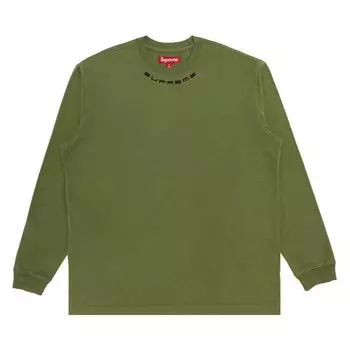 Топ Supreme Collar Logo Long-Sleeve 'Olive', зеленый