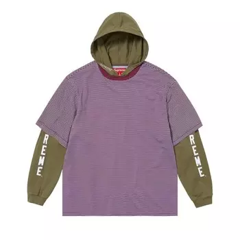Топ Supreme Layered Hooded Long-Sleeve Top Olive, зеленый