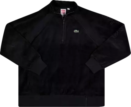 Топ Supreme x Lacoste Velour Half Zip Track Top 'Black', черный
