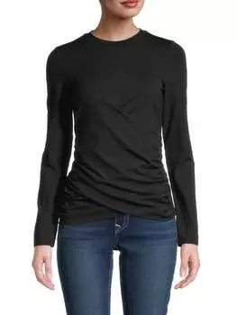 Топ Susana Monaco с длинными рукавами и отворотом спереди, черный