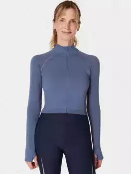 Топ Sweaty Betty Athlete Crop Seamless Zip Up Gym, цвет endless/blue