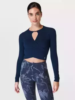 Топ Sweaty Betty Cropped Wrap, цвет navy/blue